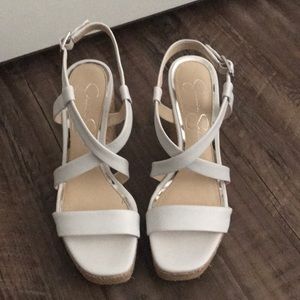 Jessica Simpson white wedges